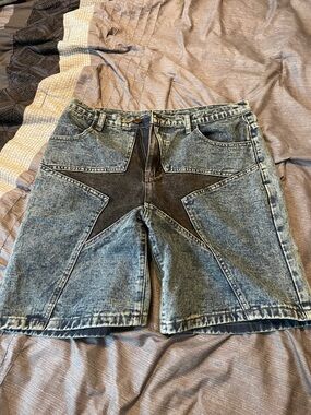 Aelfric Eden Light Blue Acid Wash Denim Shorts